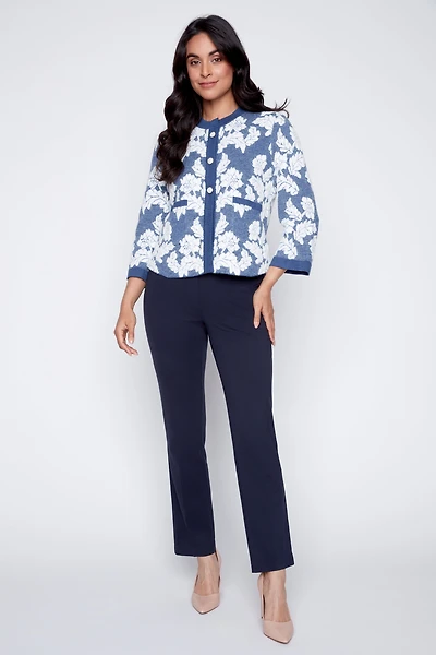 Le cardigan jacquard fleuri
