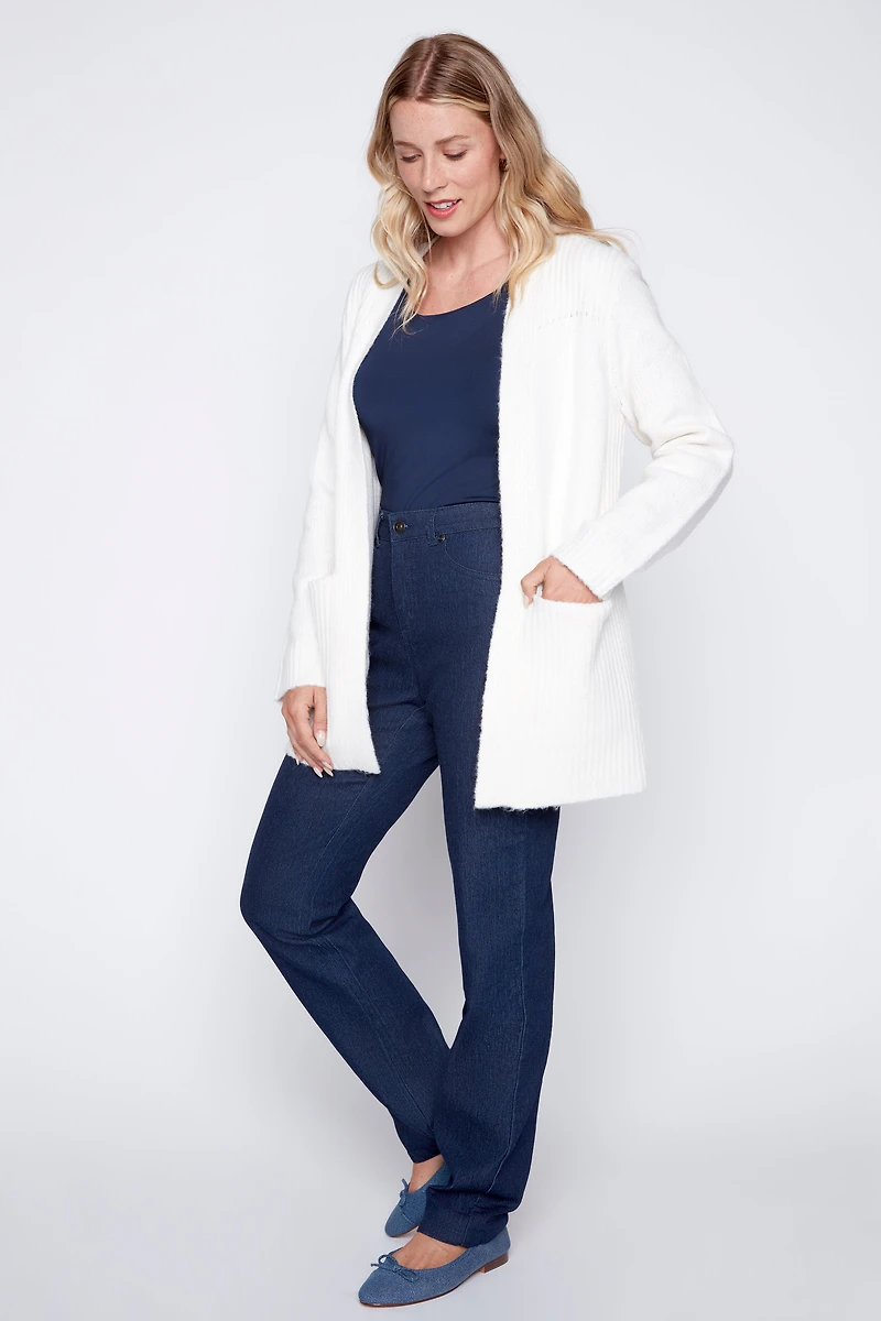 Solid judge collar cardigan