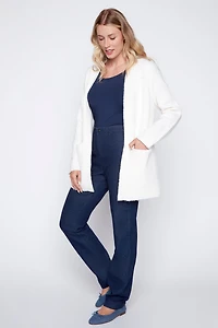 Solid judge collar cardigan