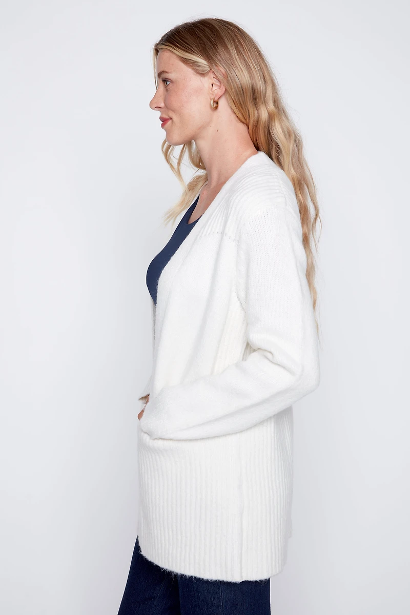 Solid judge collar cardigan
