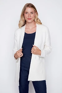 Solid judge collar cardigan