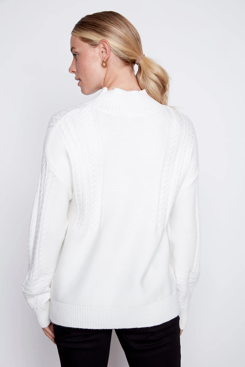 Solid cable design sweater