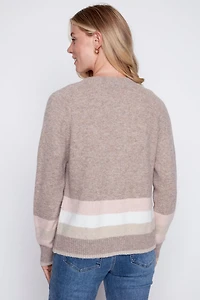 Le cardigan à ourlet rayé