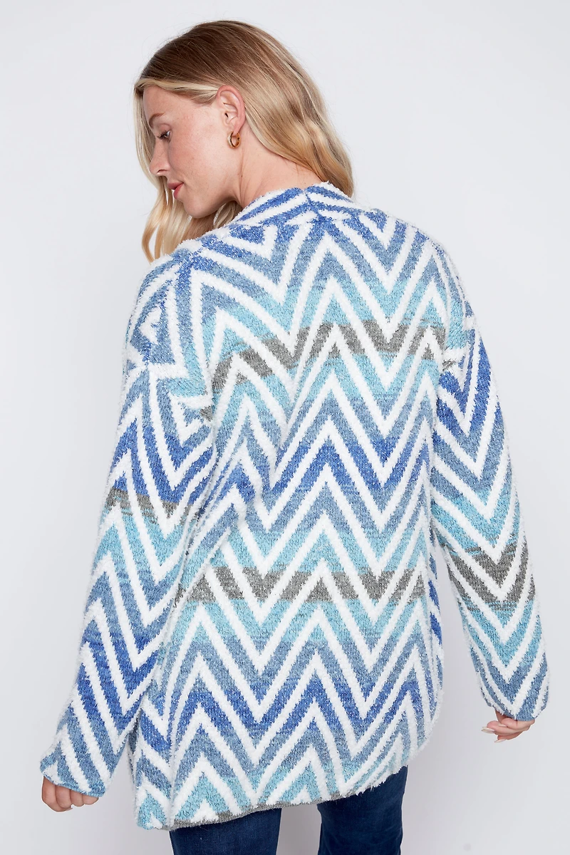 Zig zag design eyelash coatigan