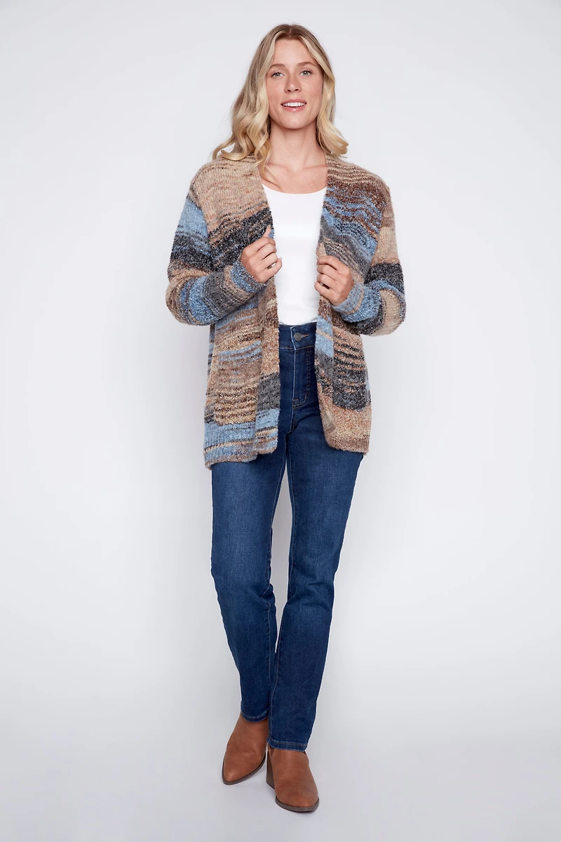Space dye wool blend cardigan