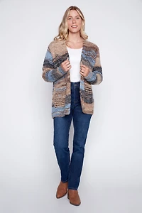 Space dye wool blend cardigan