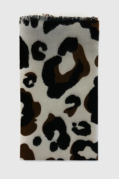 Soft knit animal print scarf