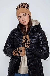 Animal print knit beanie