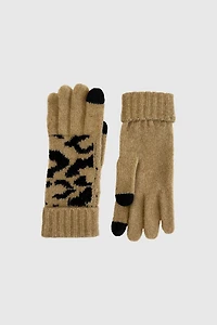 Animal print knit gloves