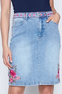 Rose embroidery skort