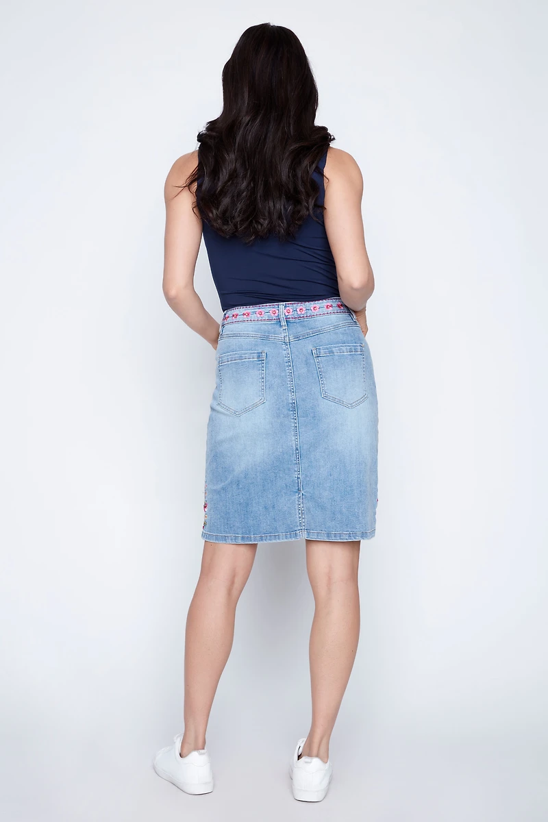 Rose embroidery skort