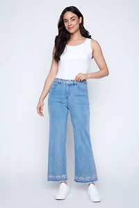Flare leg embroidery jean
