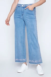 Flare leg embroidery jean
