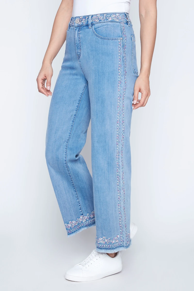 Flare leg embroidery jean