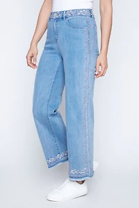 Flare leg embroidery jean