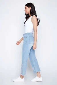 Flare embroidery jean