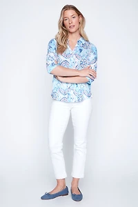 Printed burn out blouse