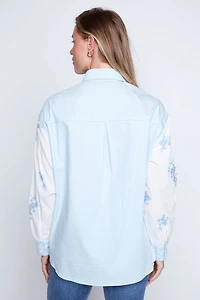 Floral embroidery cotton blouse