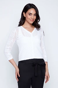 Cotton pointelle cardigan