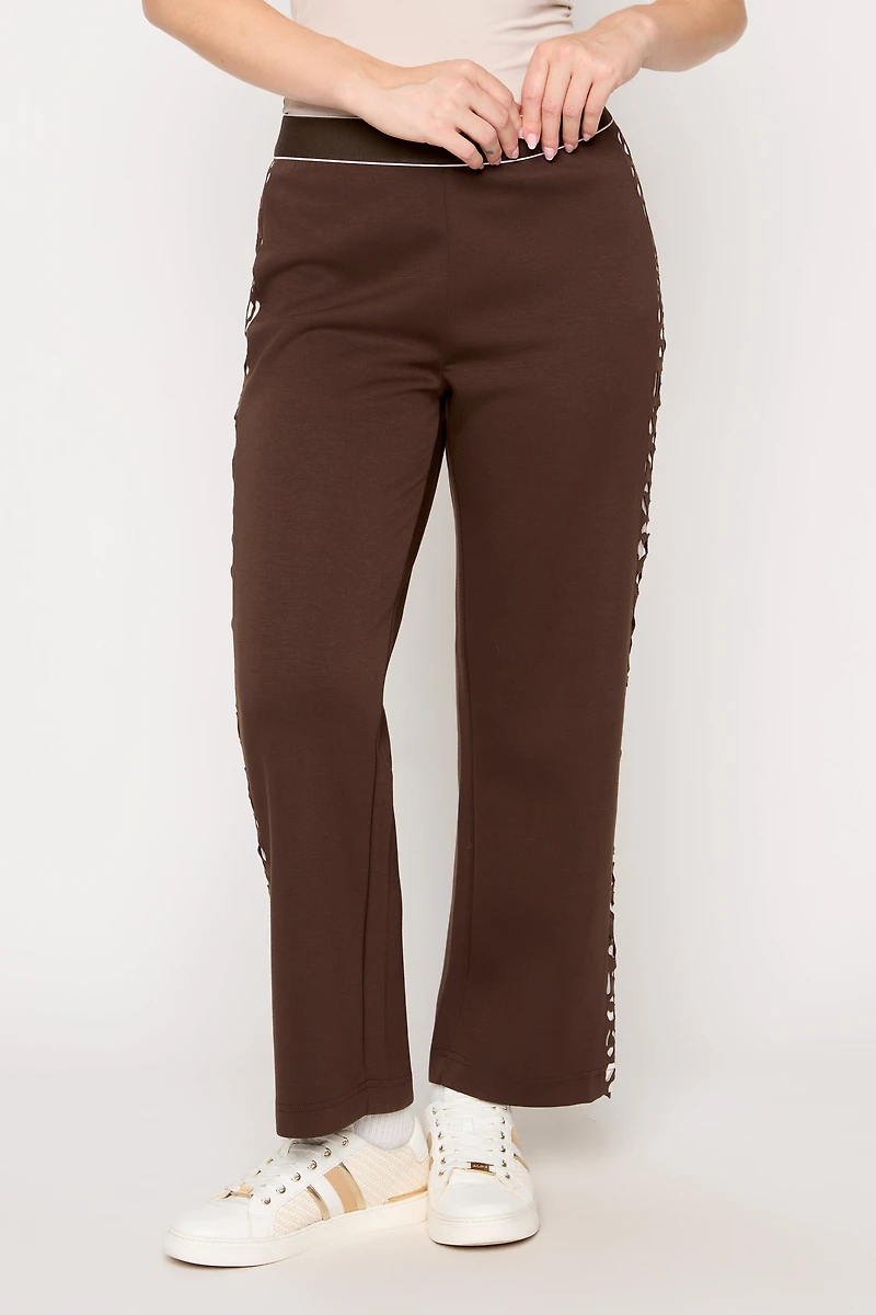 Laser Cut Trim Straight Leg Pant