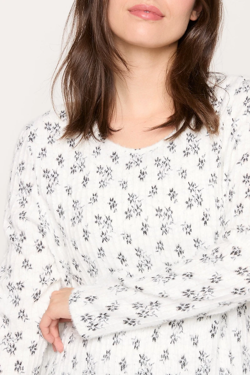 Floral Rib Knit Top