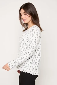 Floral Rib Knit Top