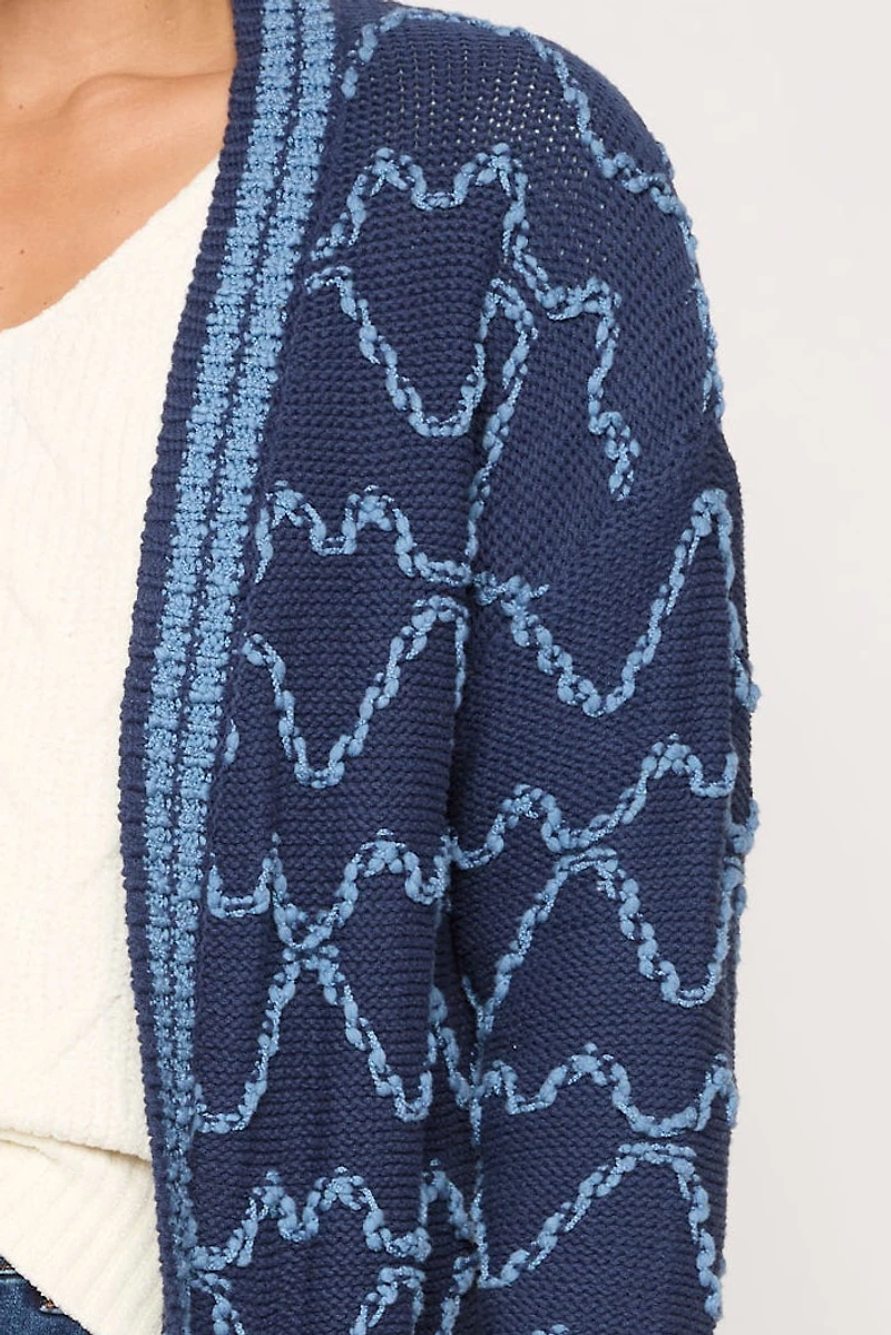 Jacquard Open Font Cardigan