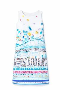 La robe moulante imprimée à bordure mosaïque