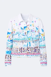 Mosaic border knit jacket