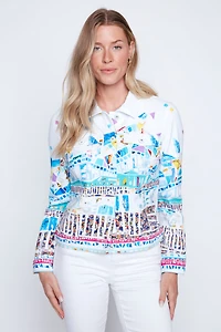 La veste en maille à bordure mosaïque