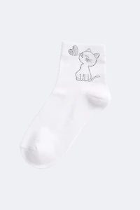 Rhinestone cat ankle socks