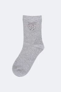 Rhinestone strawberry crew socks
