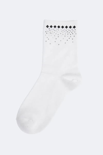 Rhinestone diamond crew socks