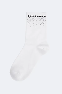 Rhinestone diamond crew socks