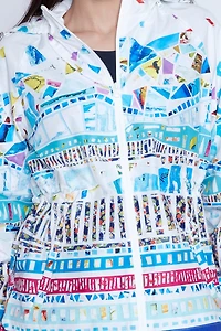 Mosaic print raincoat
