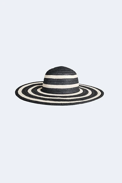 Striped wide brim sun hat