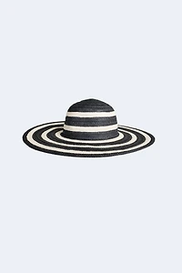 Striped wide brim sun hat