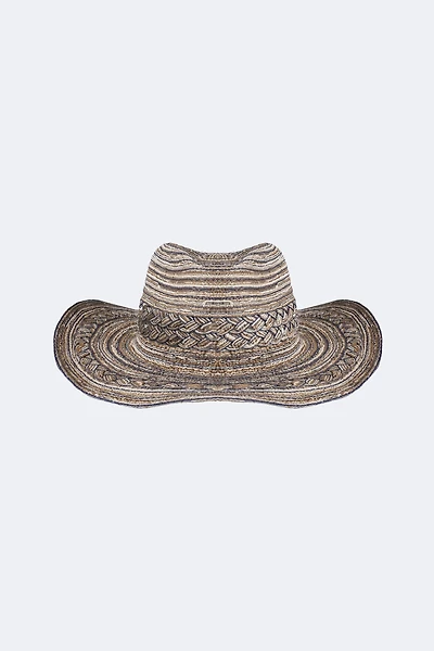 Le chapeau de cowboy tressé à rayures et à paillettes