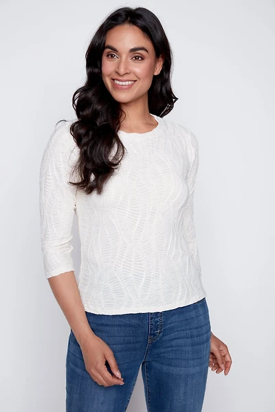 Spiral wave jacquard top