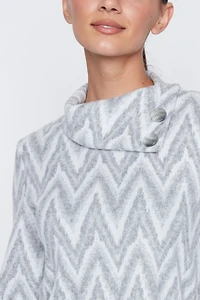 Split neck jacquard knit top
