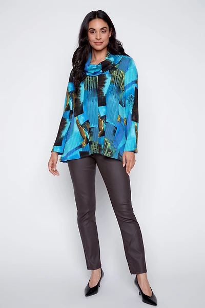 Printed rib knit tunic