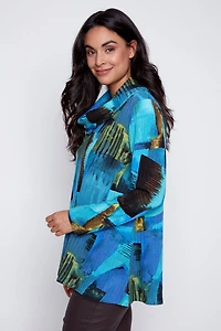 Printed rib knit tunic