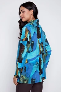 Printed rib knit tunic