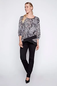 Chiffon trim paisley sequin top