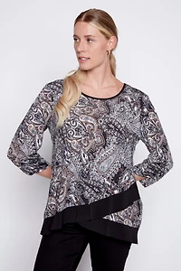 Chiffon trim paisley sequin top