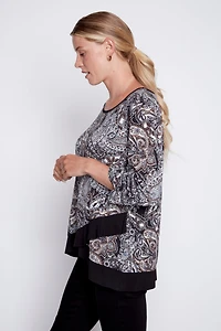 Chiffon trim paisley sequin top