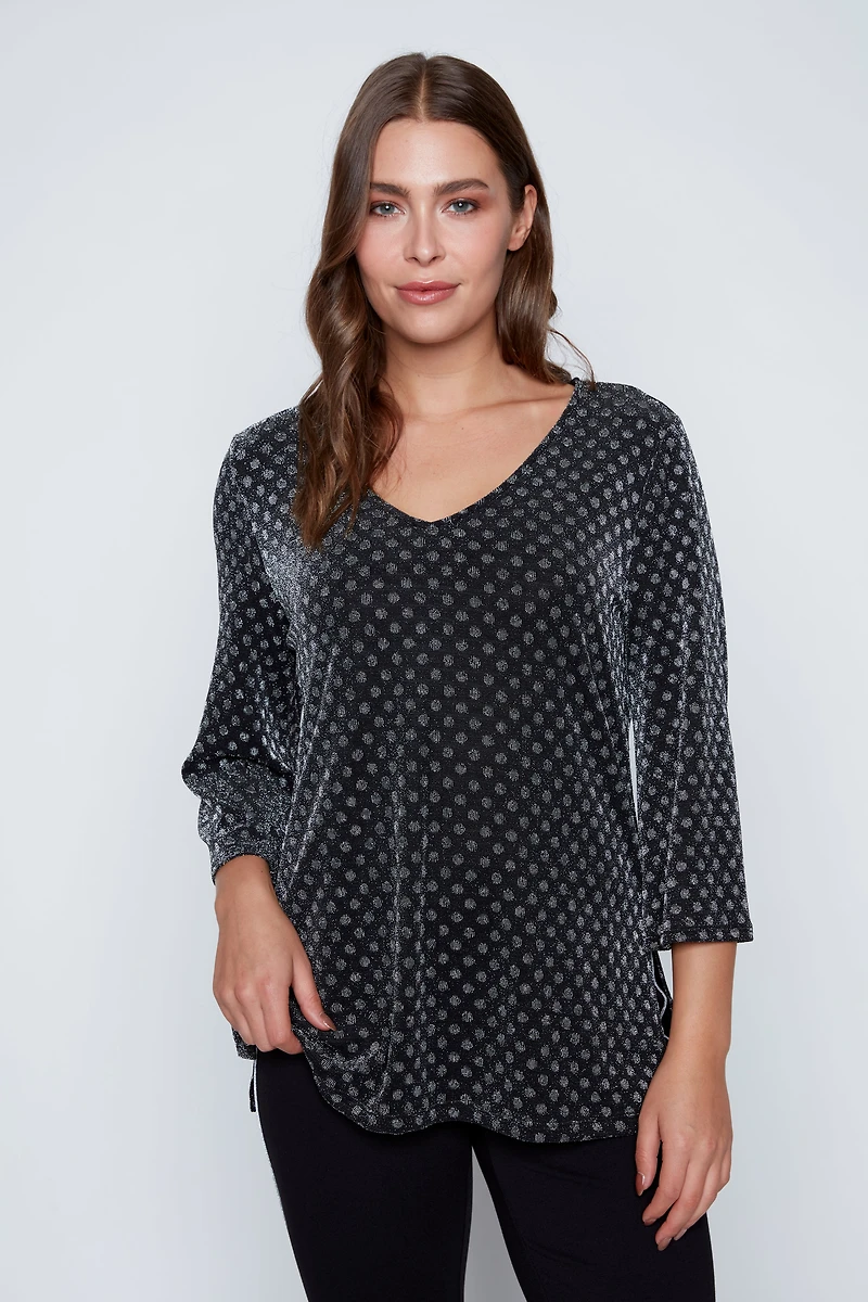 Bell sleeve lurex dot tunic