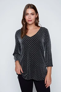 Bell sleeve lurex dot tunic
