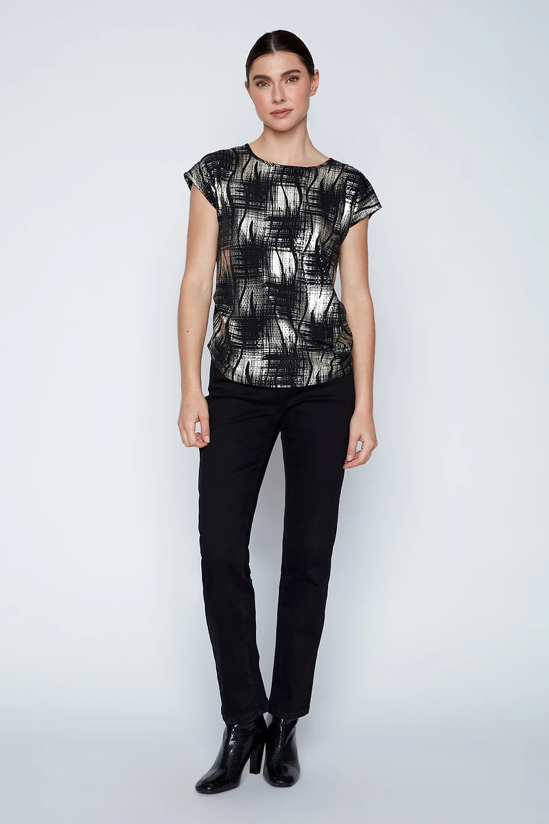 Le haut en lurex à motif pied-de-poule