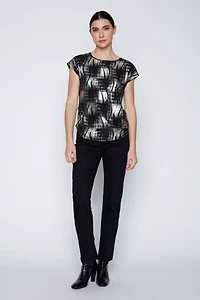 Le haut en lurex à motif pied-de-poule